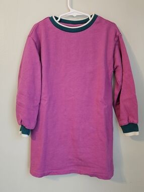 Hanna Andersson Pink/purple Sweatshirt Dress with Teal & White Trim
